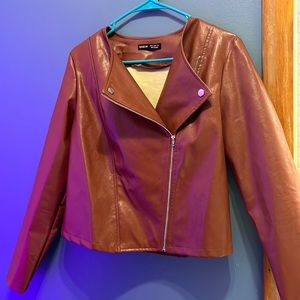Faux brown leather jacket medium